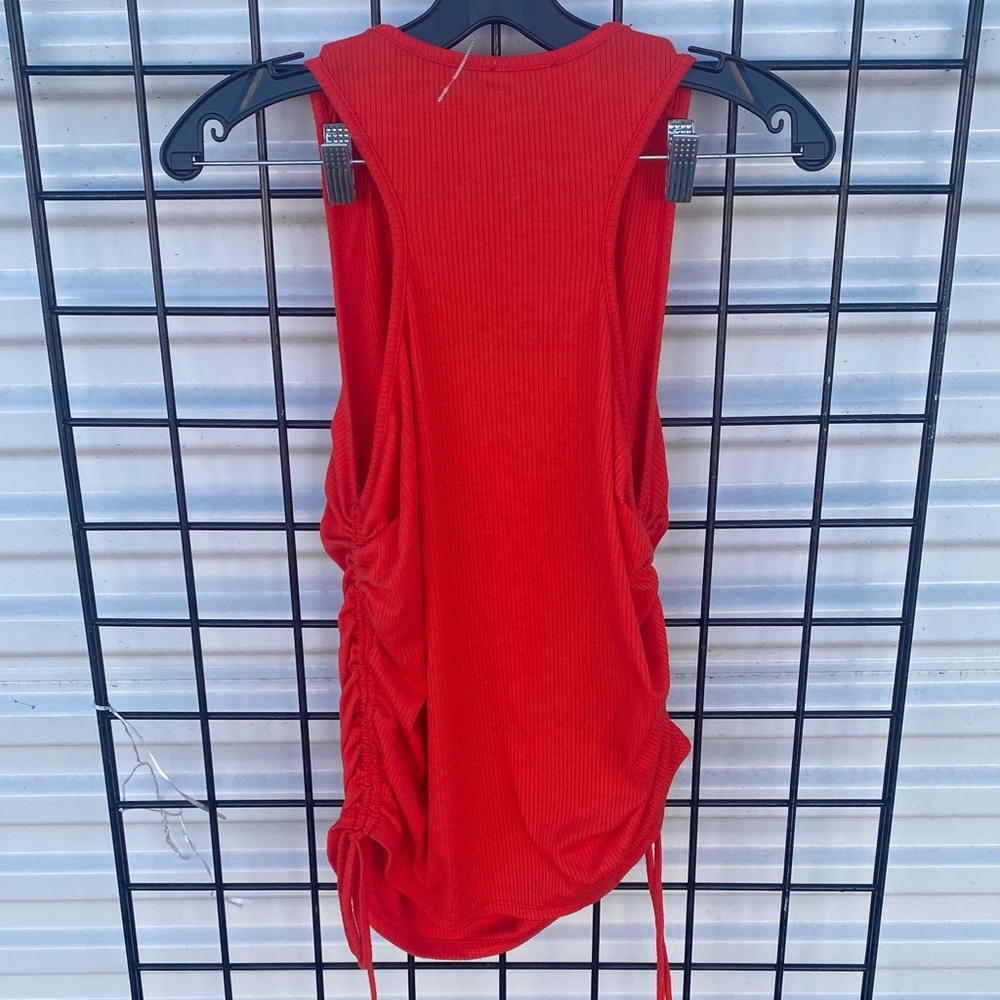 1.4.3. Story by Line Up Red Ribbed Drawstring Tank - Picture 3 of 3